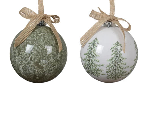 Bauble polyfoam sh bow 2ass white/green L.8cm x W.8cm x H.9.3cm