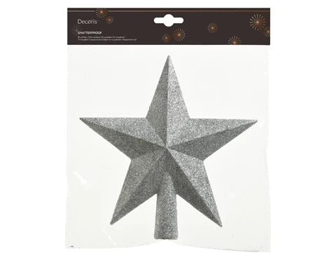 Treetopper shatterproof glitter silver L.4.2cm x W.19cm x H.19cm