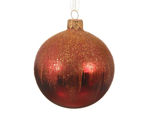 Bauble gl shiny ballotine top christmas red D.8cm