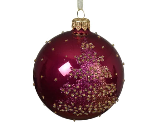 Bauble glass enamel color fading tree pomegranate dia8cm