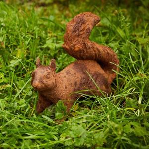 Cast Iron Foraging Squirrel Statue