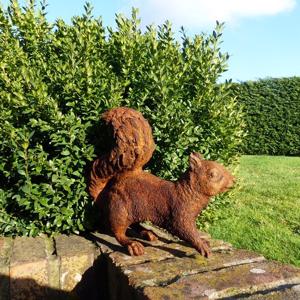 Cast Iron Foraging Squirrel Statue