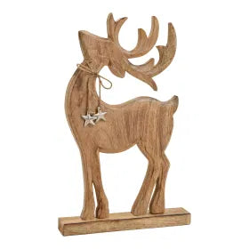 Deer with metal star hanger made of wood brown (31x49x6cm)