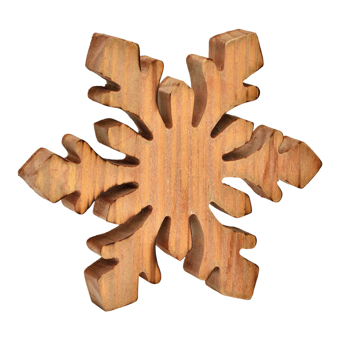 Wooden snowflake natural (14x14x2cm)