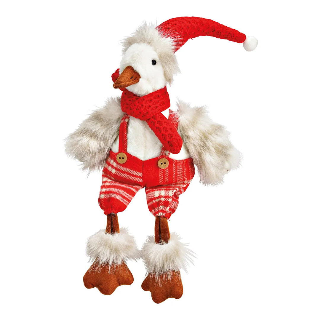 Edge stool Christmas duck made of textile red, white 20x51x12cm