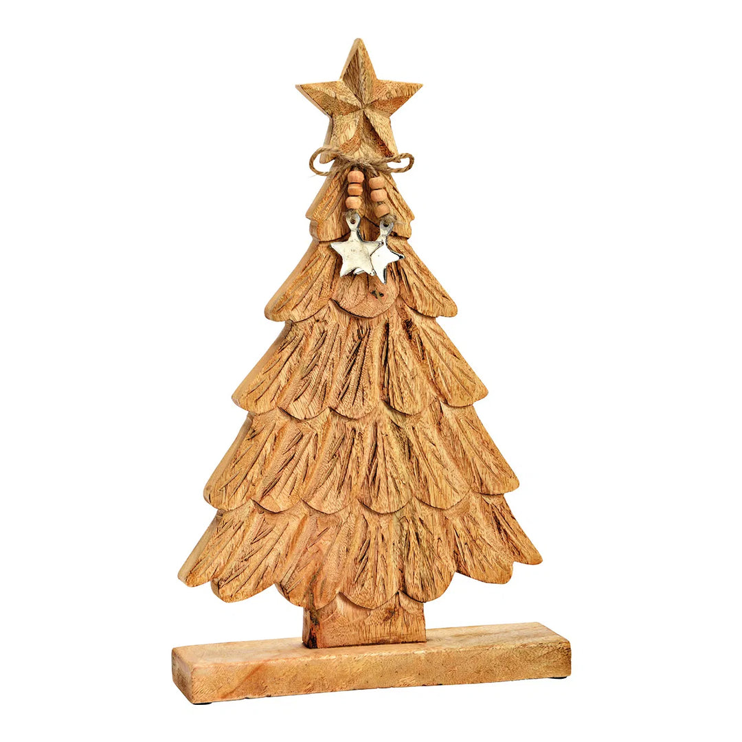 Christmas tree stand made of mango wood brown 25x41x6cm