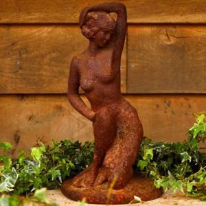 Cast Iron Fifties Nude Statue - Rust Set of 2