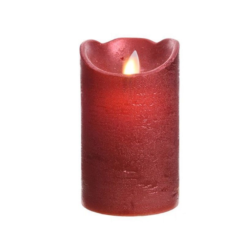 LED waving candle wax wave top BO indoor christmas red/warm white dia7.5cm x H.12.5cm