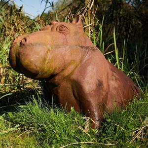 Cast Iron Happy Hippo Statue