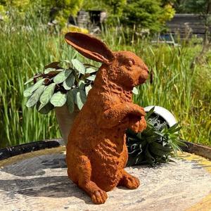 Cast Iron Hopping Bunny Statue