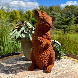 Cast Iron Hopping Bunny Statue