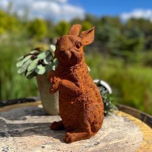 Cast Iron Hopping Bunny Statue