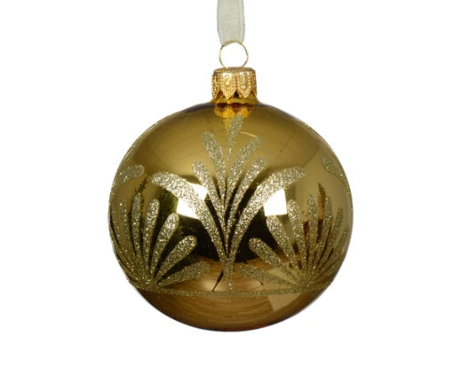 Baubles glass shiny light gold dia8cm