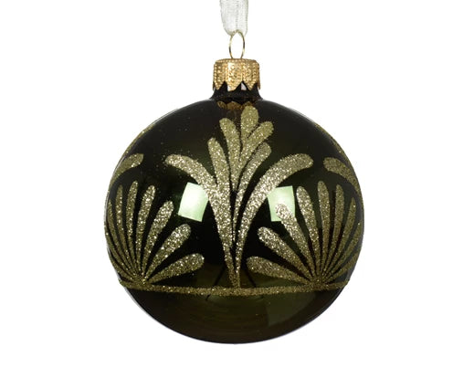 Baubles glass shiny pine green dia8cm