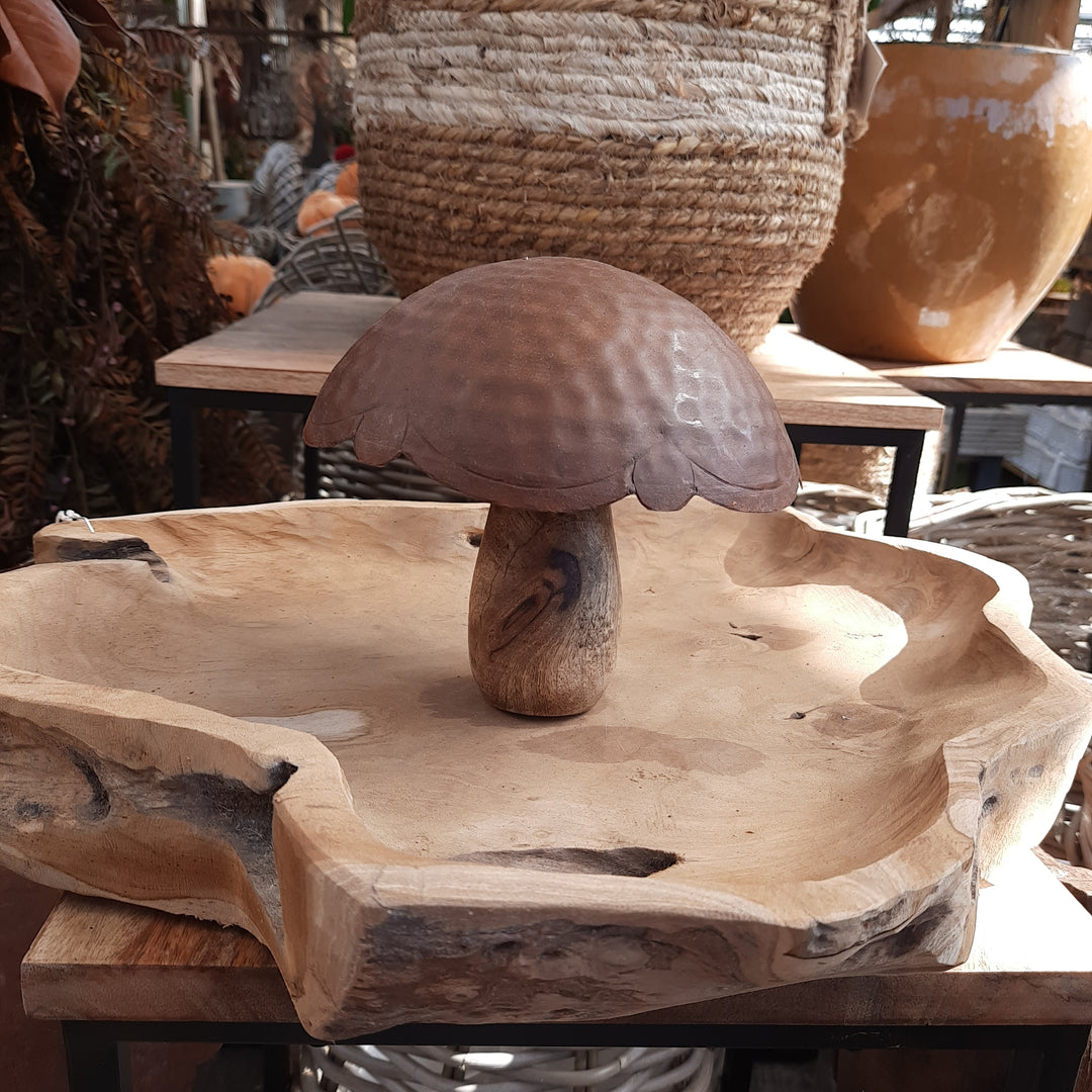 Rusted Mushroom wood Dost (13x13x15cm)