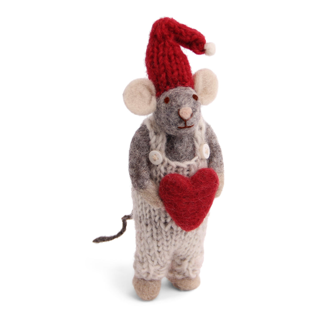 Grey Mouse with Heart