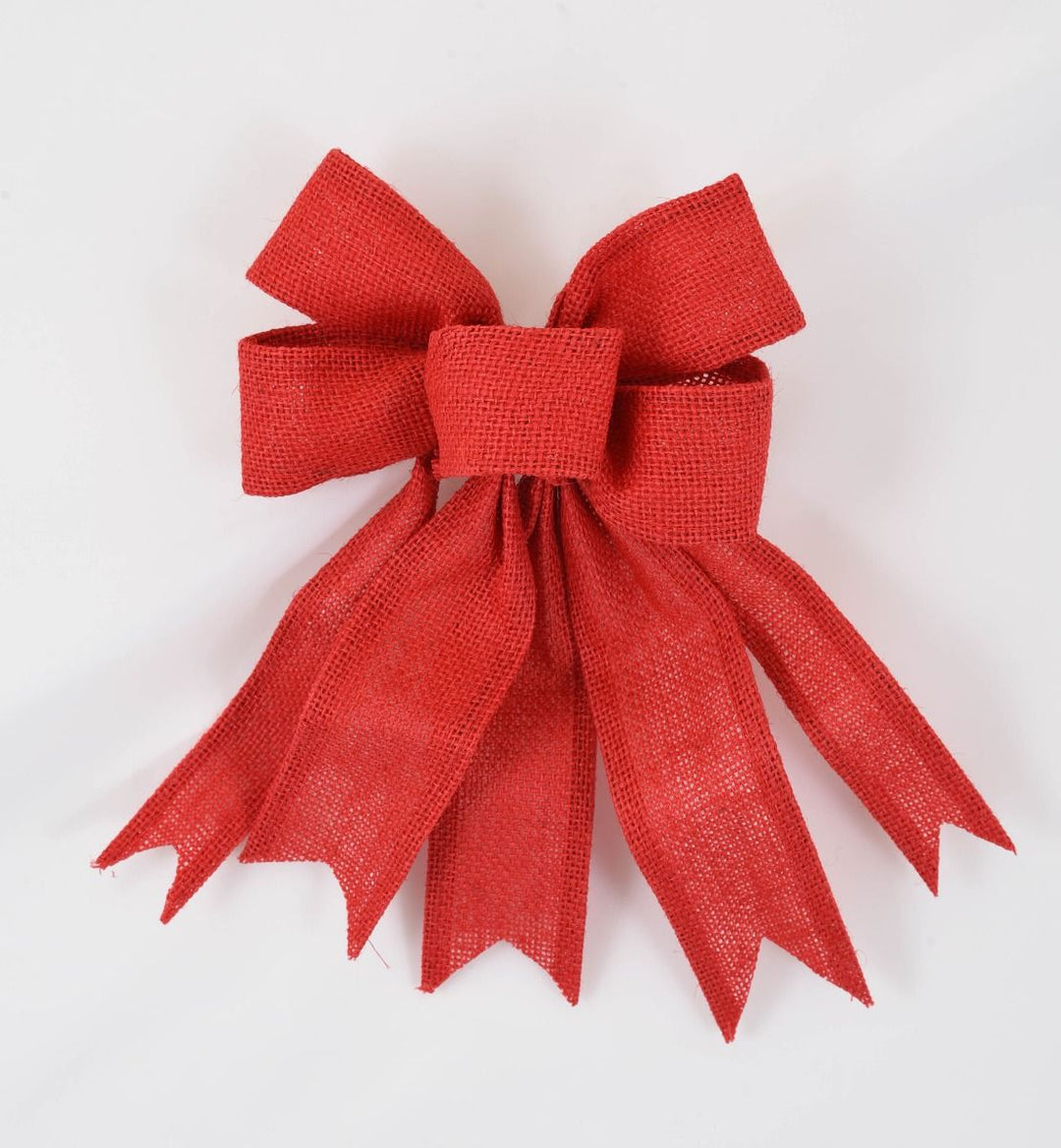 HESSIAN MINI RED BOW 24x20x3 cm