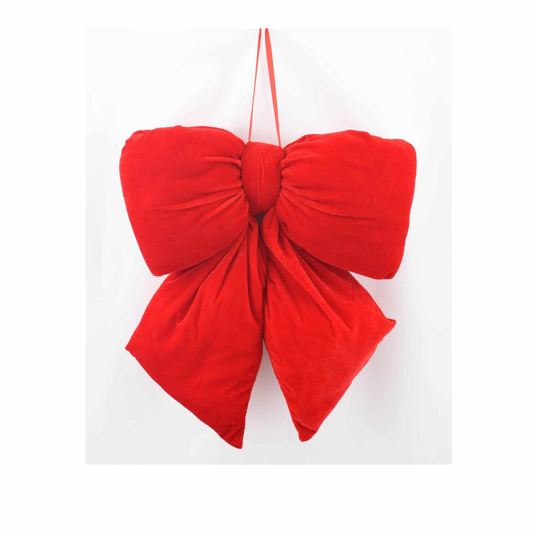 VELVET RED BOW LARGE 48x40x13 cm