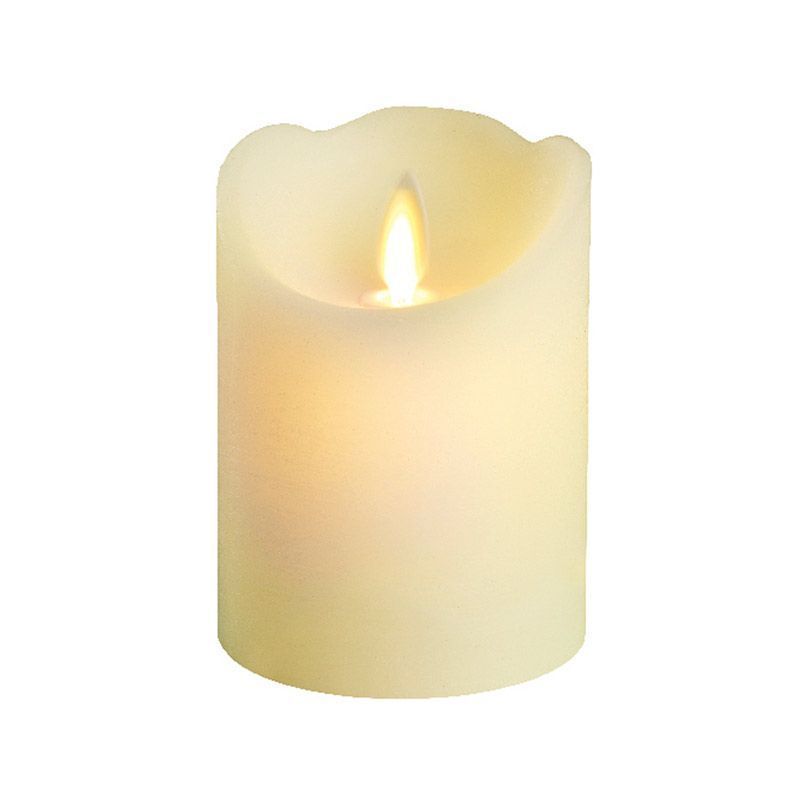 LED waving candle wax wave top BO indoor cream/warm white dia7.5cm x H.10cm