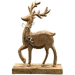 Reindeer Puri, Holz/Alu, natur/silber, 18x6x30 cm