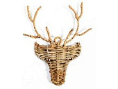 CHRISTMAS DECO DEER HEAD RATTAN GREY 26X50H60CM