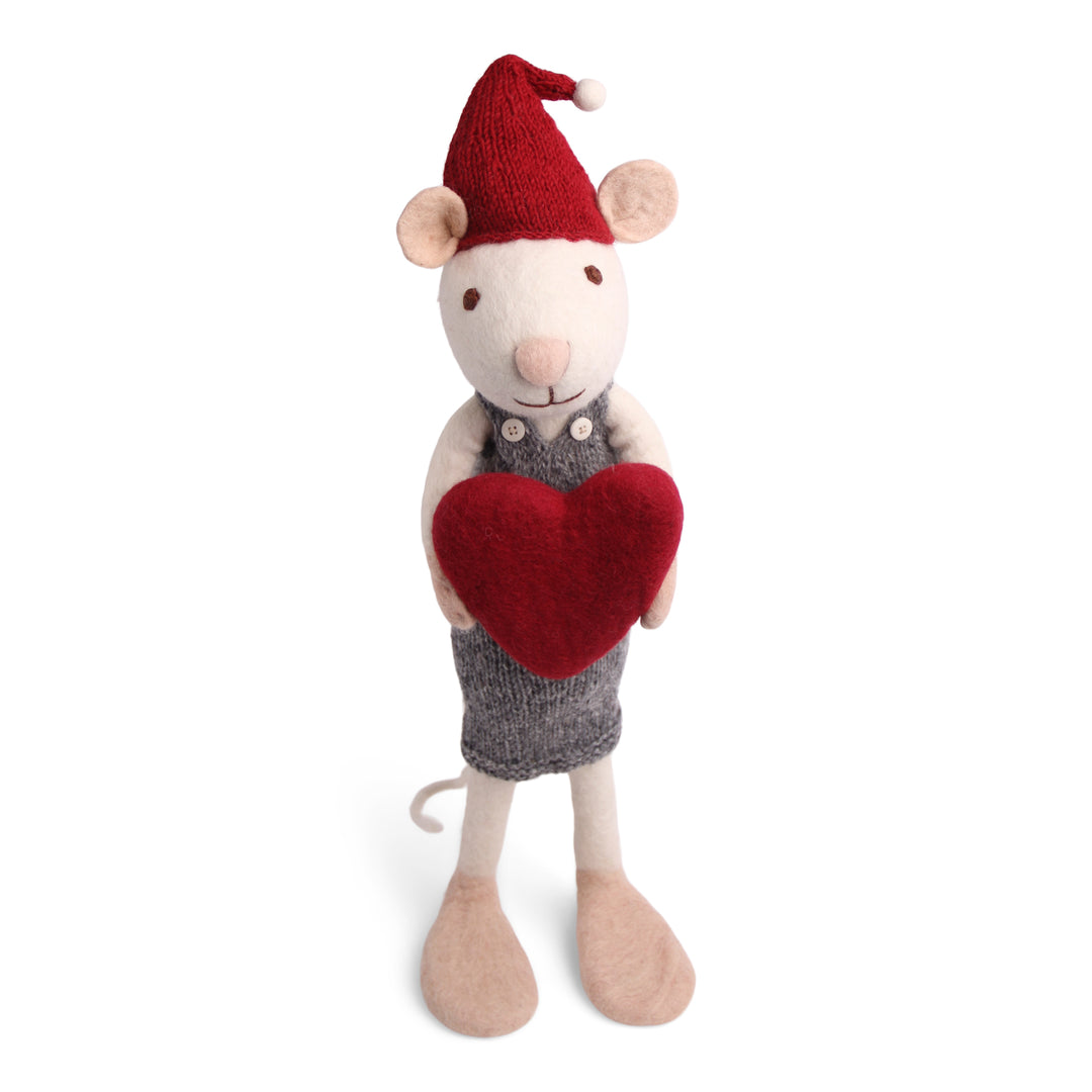 X-Large White Girly Mouse with Heart