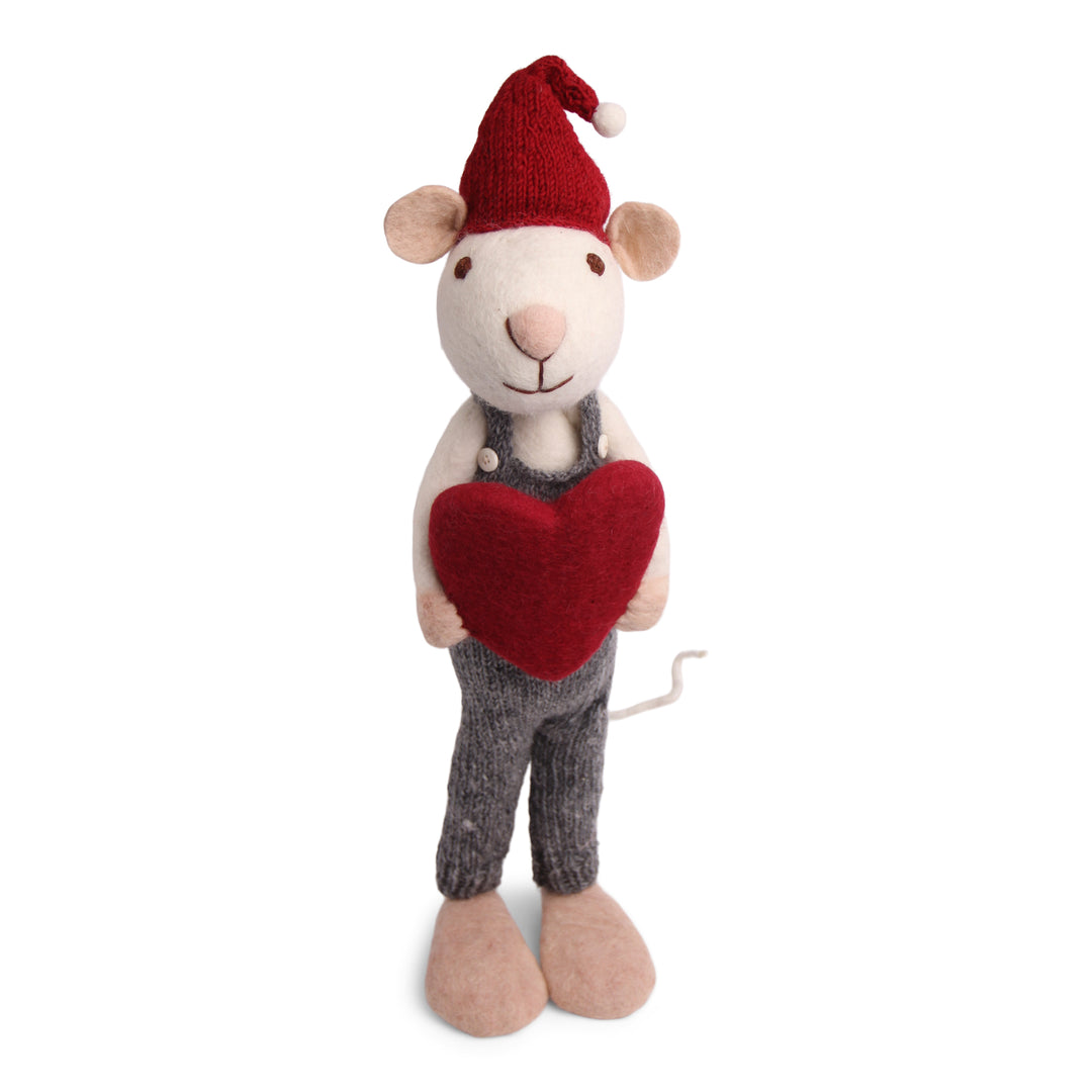 X-Large White Boy Mouse with Heart