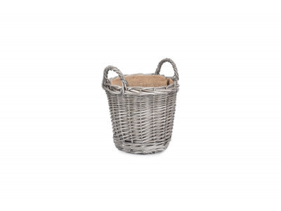 Round Lined Wicker Log Basket Small