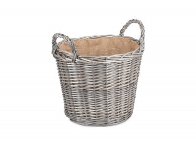 Round Lined Wicker Log Basket Large