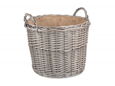 Round Lined Wicker Log Basket Xlarge