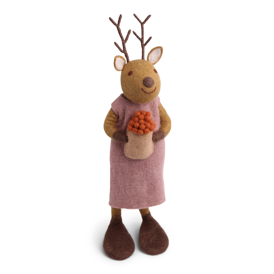 Big Brown Girly Deer with Berries