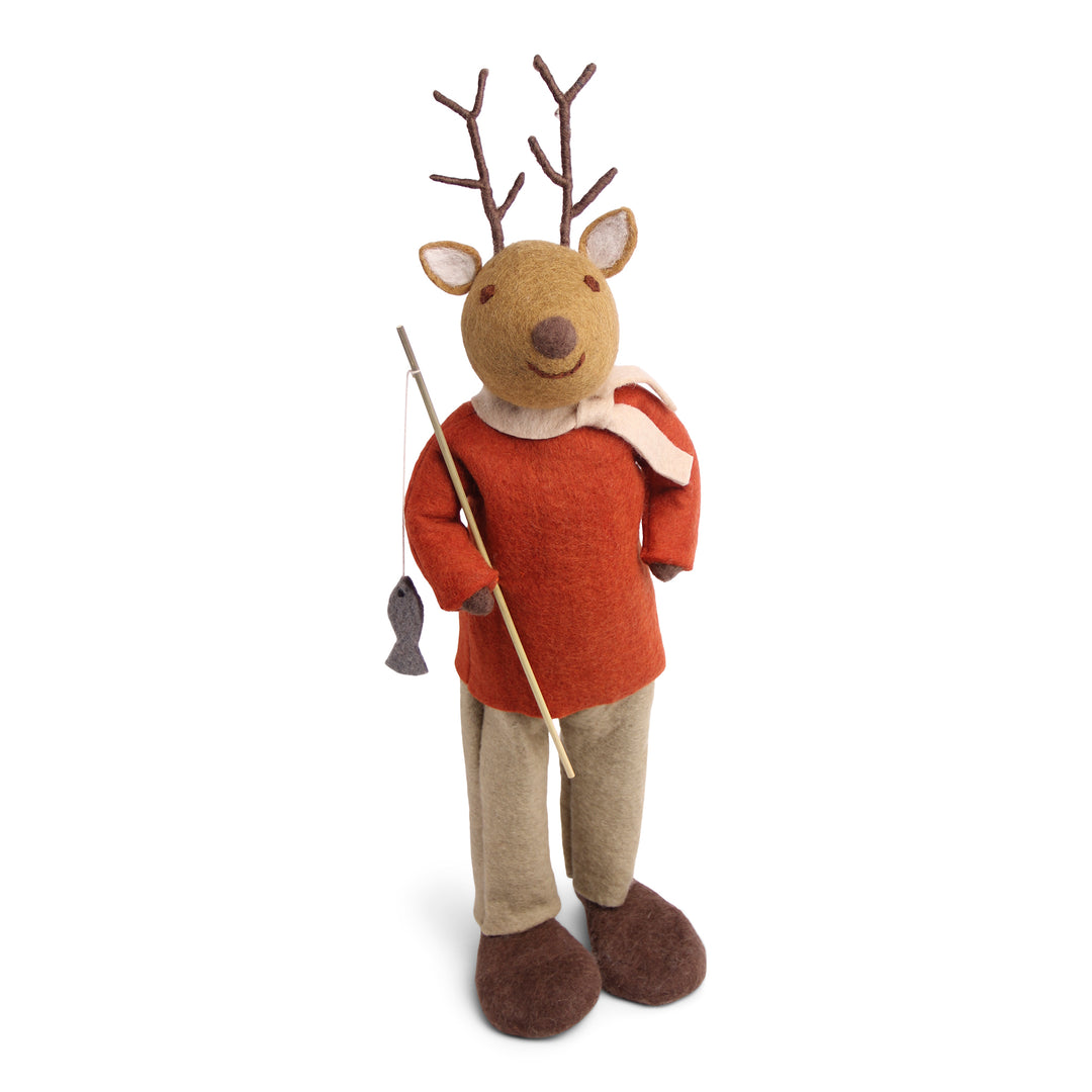 Big Brown Boy Deer with Fishing Pole