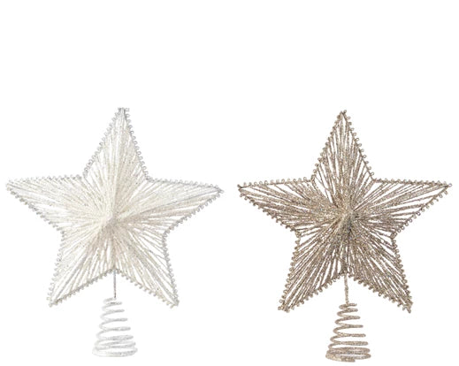 Treetopper iron glitter 2col  orted L.7.6cm x W.21.5cm x H.25cm