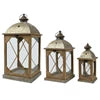 Lantern firwood rectangle antique gold with four side glass L.20cm W.20cm H.42cm