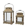 Lantern firwood rectangle with four side glass and jute rope fsc 100% brown  L.21cm W.32cm H.55cm