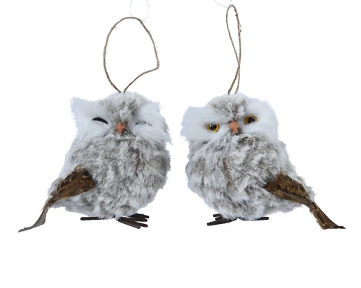 Owl polyester  grey L.9cm x W.11cm x H.11cm