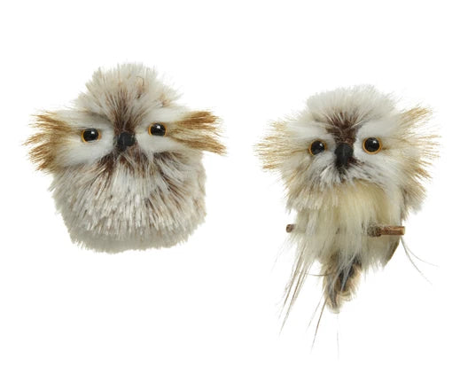 Owl polyester feathers 2ass brown/colour(s) L.6cm x W.6cm x H.9cm