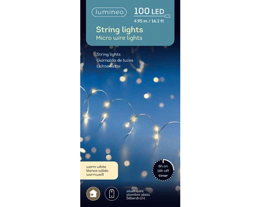 Micro  LED  stringlights 495cm - silver/warm white indoor