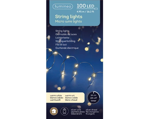 Micro LED stringlights steady BO indoor silver/warm white L.495cm