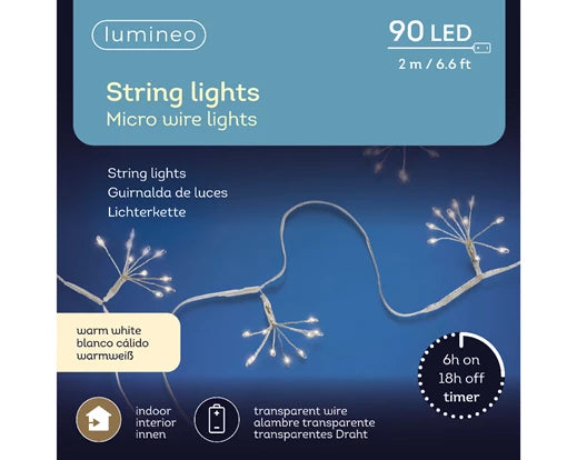 Micro LED stringlights steady BO indoor silver/warm white L.200cm