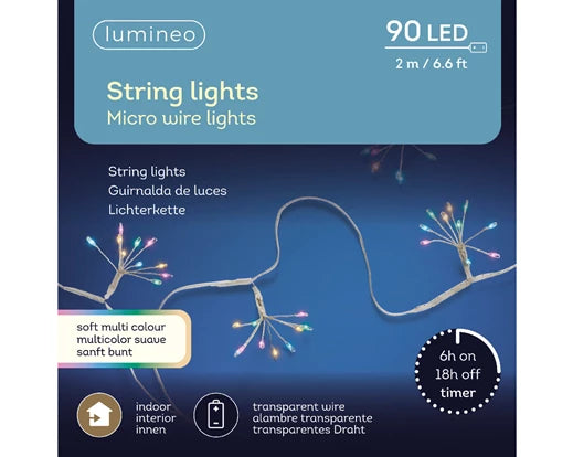 Micro LED stringlights steady BO indoor silver/soft multi L.200cm