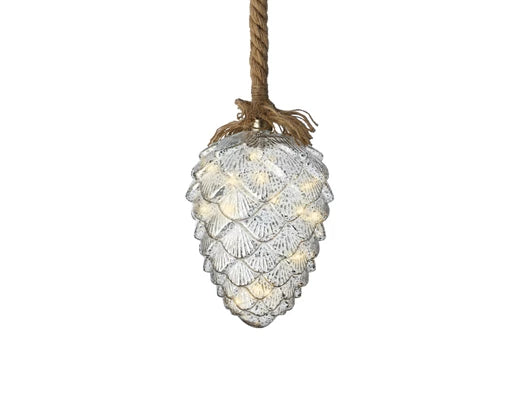 Micro LED pinecone steady BO indoor silver/classic warm dia15cm x H.21cm