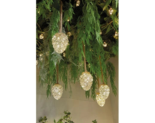 Micro LED pinecone steady BO indoor silver/classic warm dia15cm x H.21cm