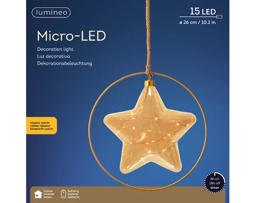 Micro LED star steady BO indoor amber/classic warm dia26cm x L.6.5cm