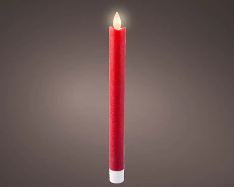 LED waving dinner candle wax flat top steady BO indoor christmas red/warm white dia2.1cm x H.24.5cm