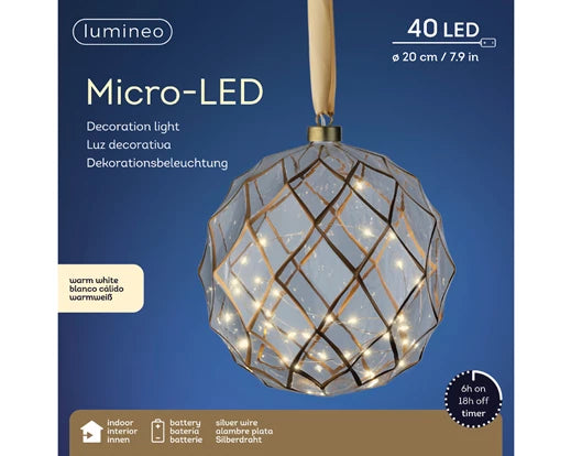 Micro LED ball steady BO indoor clear/warm white dia20cm