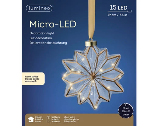 Micro LED flower steady BO indoor clear/warm white L.8cm x W.19cm x H.19cm