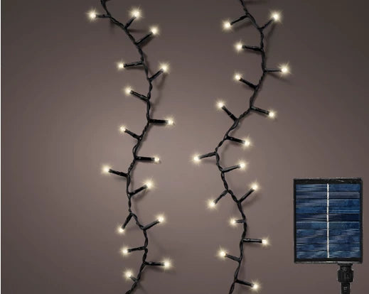 Solar compact lights pvc 8 function twinkle effect black/warm white L.1600cm