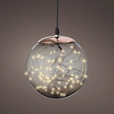 Micro LED ball gb plastic hanging steady outdoor smokey/classic warm dia20cm