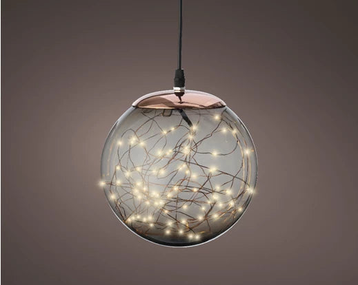 Micro LED ball gb plastic hanging steady outdoor smokey/classic warm dia30cm